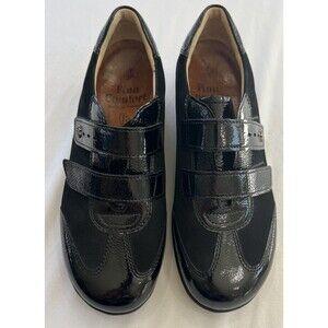Finn Comfort Luttich Nubbuck / Patent Leather Shoes Design Sz 4.5 , US  7 Black